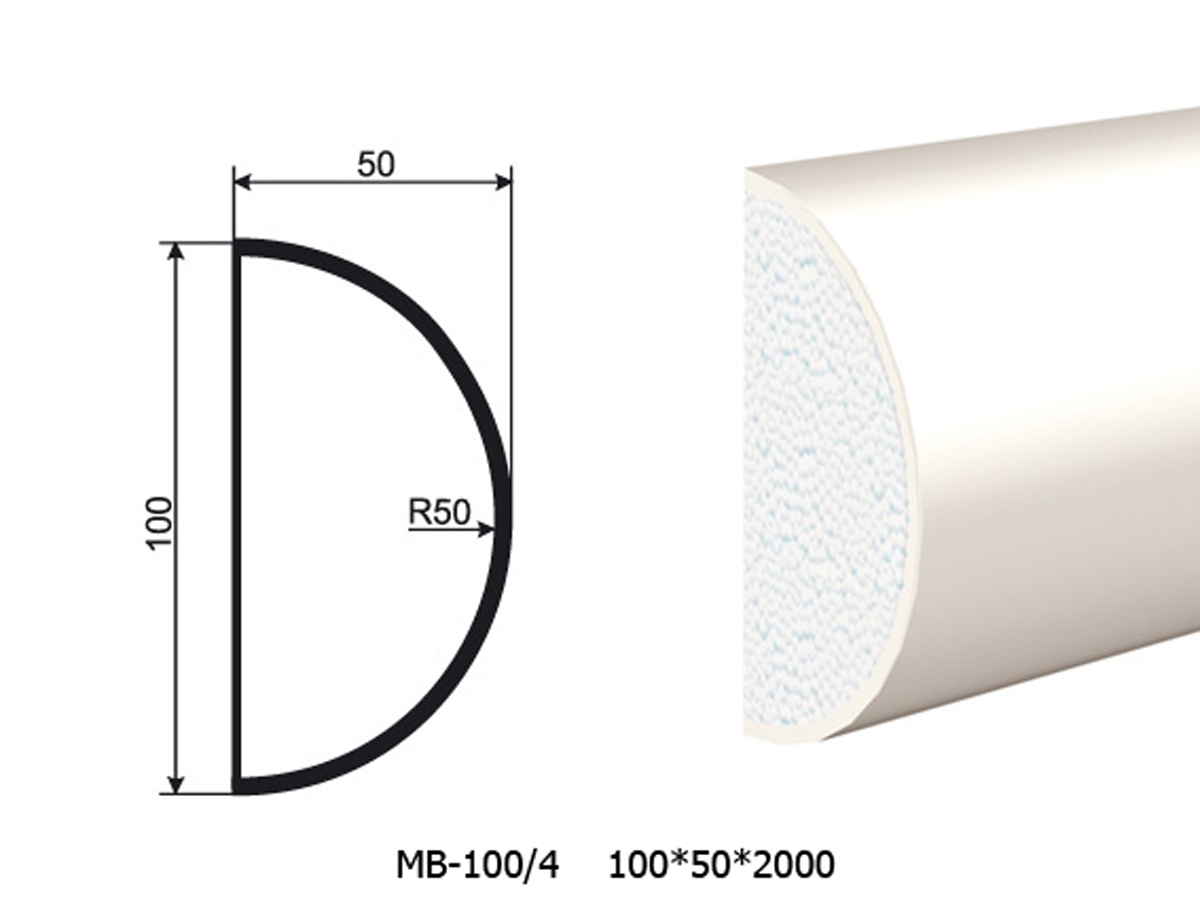 Молдинг для фасада - лепнина, декор из пенополистирола МВ-100/4 (МС-109) 100*50*2000 мм