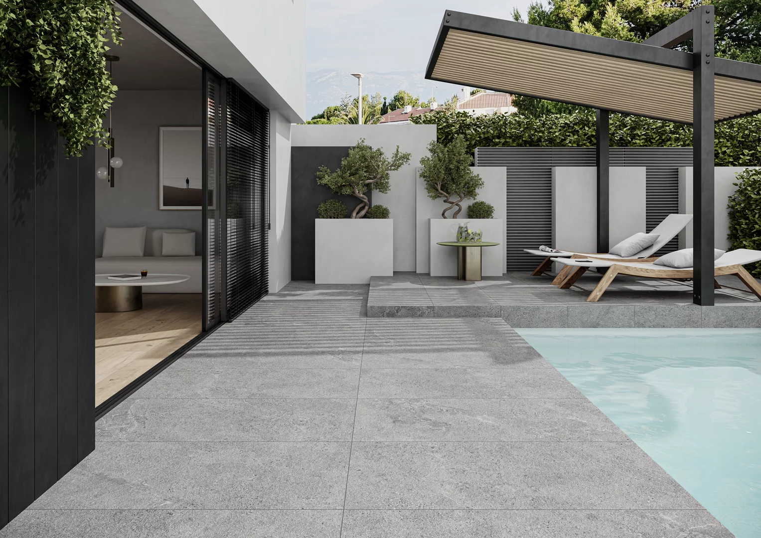 Authority Graphite Gres 595*895*20 мм тротуарная плитка уличная, противоскользящая, керамогранитная Paradyz