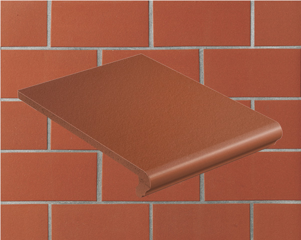 Клинкерная ступень флорентинер противоскользящая плитка Stroeher KERAPLATTE TERRA 215 patrician red 340*240*12 мм