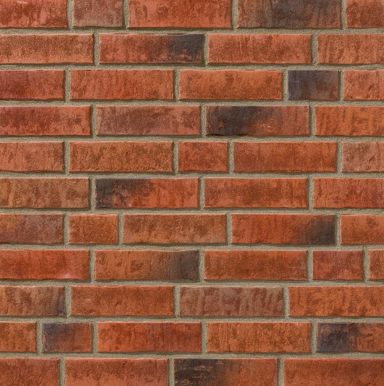 Клинкерная фасадная плитка облицовочная под кирпич Stroeher (Штроер) Zeitlos 353 eisenrost рельефная, 400*35*14 мм