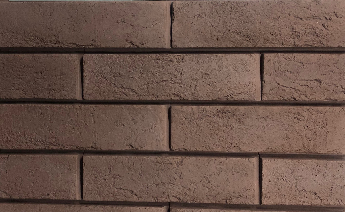 Бонн-5 Плитка под кирпич для навесного вент фасада без расшивки шва 253X68X26 мм RAL 8011 искусственный камень