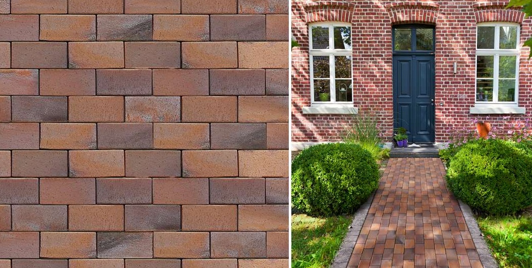 Тротуарная плитка / брусчатка Клинкерная ABC Carbo (Карбо) (rot-bunt-Kohlebrand), 200*100*52 мм