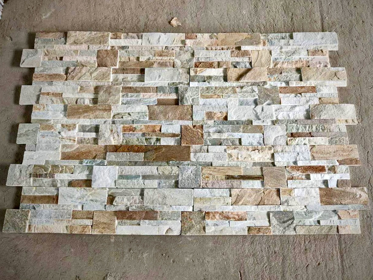 Сланец Бежевый 350*180*10\12 мм, натуральный камень для фасада и интерьера BD