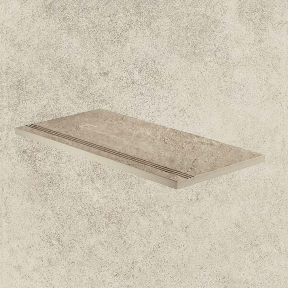 Тротуарная плитка Белая Lastra. Спец. Элемент-Ступень Линеаре 30х60 Дрифт Вайт \ Drift White Lineare 300х600х20мм