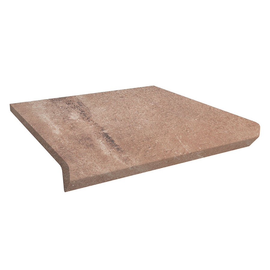 Клинкерная ступень флорентинер Scandiano Rosso противоскользящая с капиносом, красный 330x300x11 мм