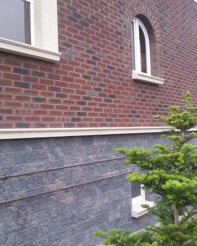 Клинкерная фасадная плитка облицовочная под камень Stroeher (Штроер) Kerabig KS 18 schildpatt рельефная, 302*148*12 мм