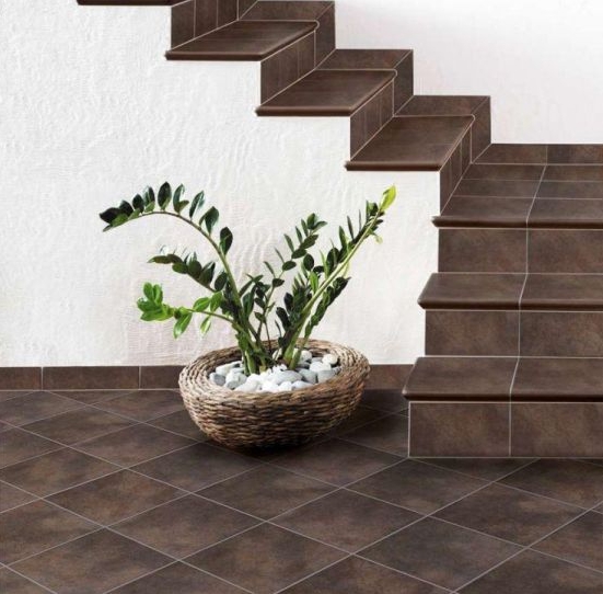 Клинкерная ступень флорентинер противоскользящая плитка Interbau Nature Art Umbra braun, 360*320*9,5 мм