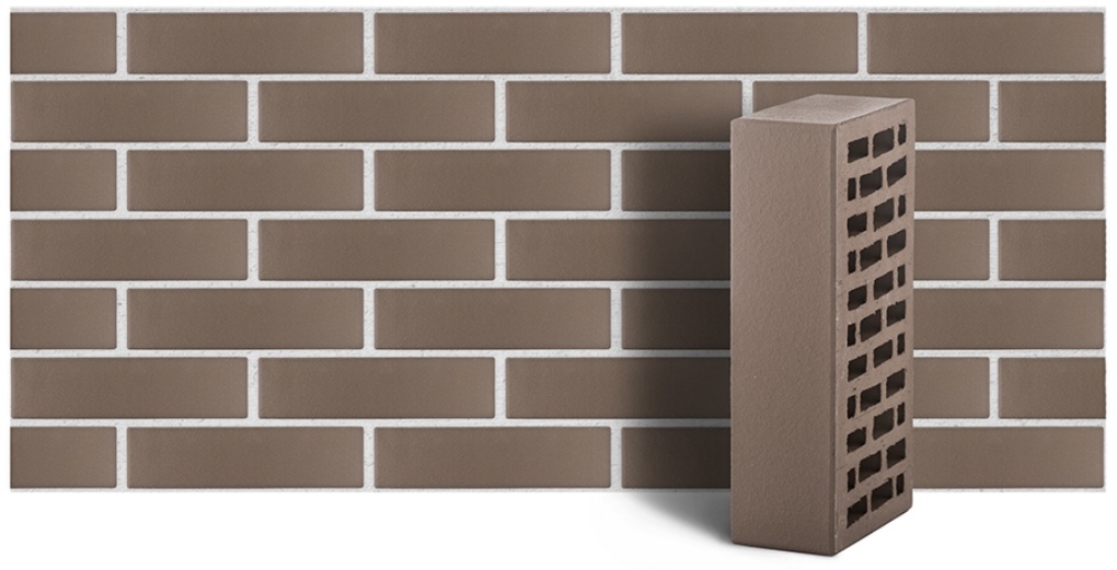 Кирпич лицевой керамический ЛСР пустотелый серый гладкий, 250*120*65 мм