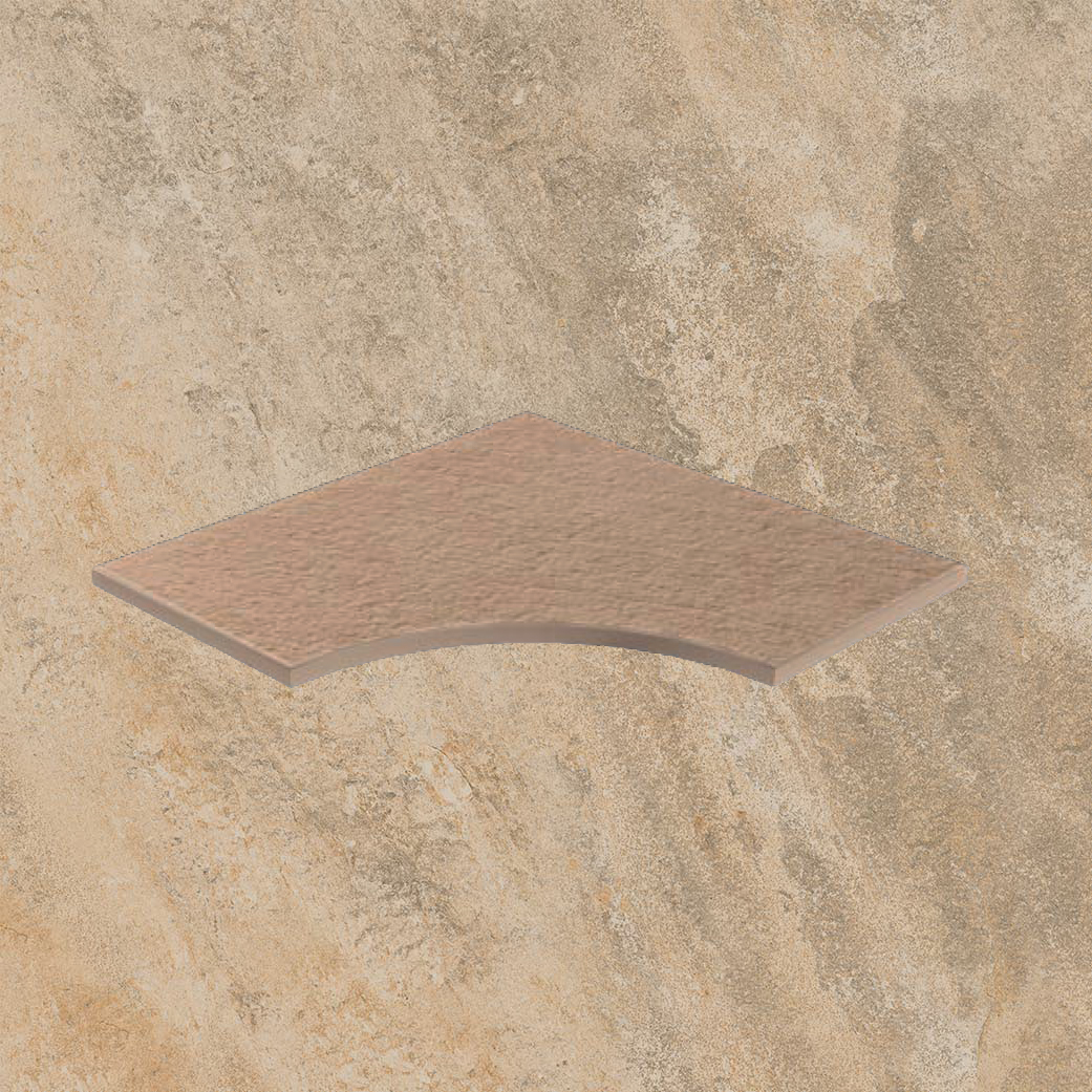 Тротуарная плитка Бежевая-золото Lastra. Спец. Элемент- Бортик Изогнутый Закругленный 30 Лэндстоун Голд \ Landstone Gold Bordo Curvilineo Round 30 300х600х20мм