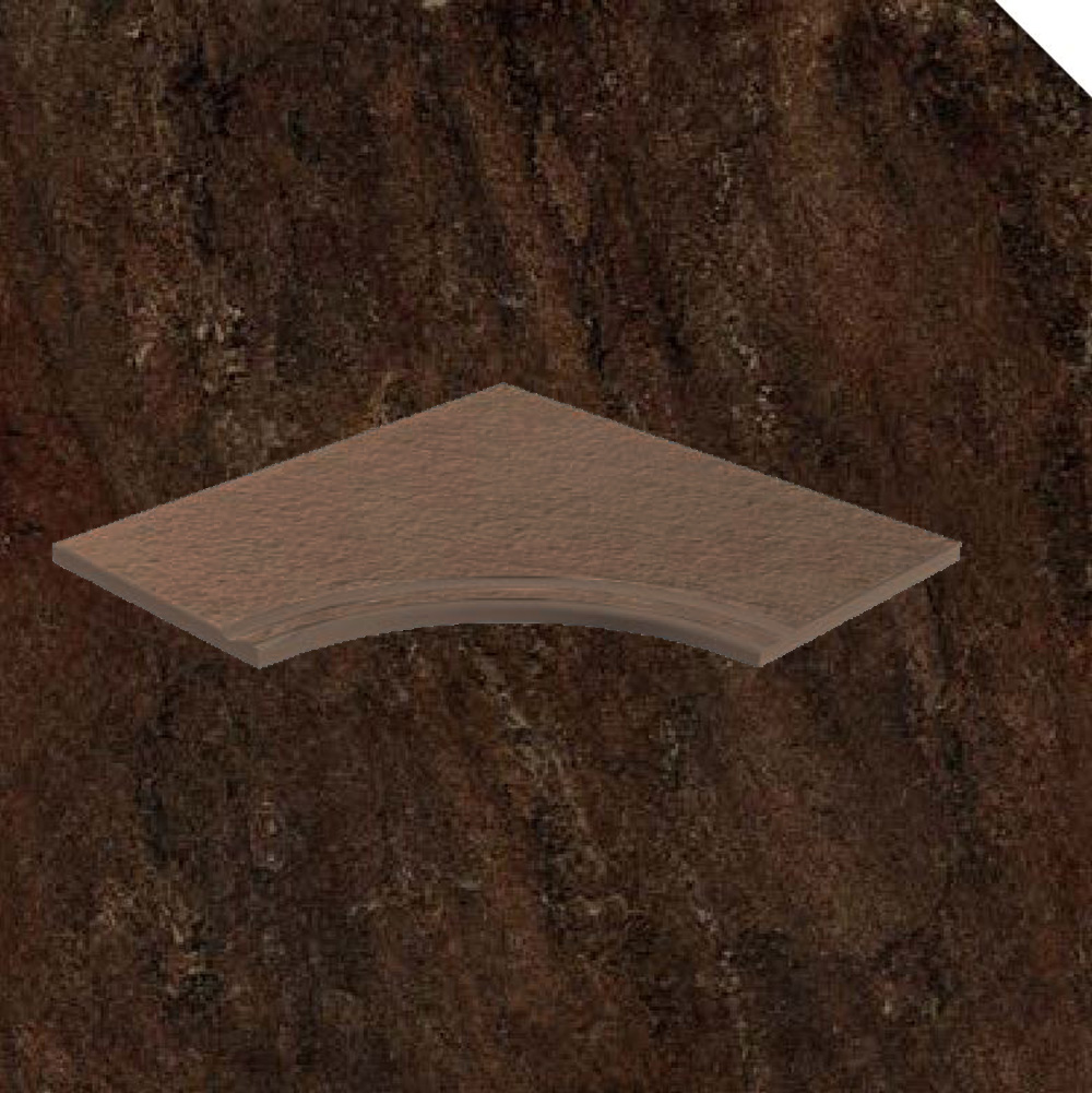 Тротуарная плитка Коричневая Lastra. Спец. Элемент- Бортик Изогнутый с Выемкой Закругленный 30 Лэндстоун Браун \ Landstone Brown Curvilineo Svasato Round 30  300х600х20мм