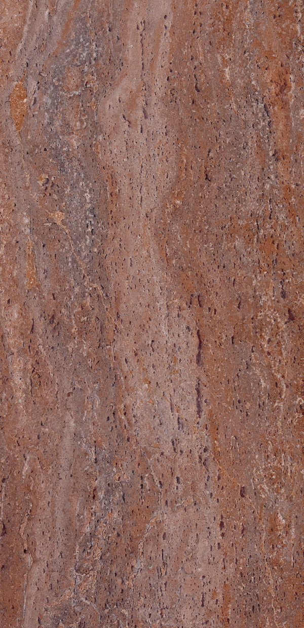 Coral Travertine Stellar Red (тёплый травертин с красно-бежевыми прожилками) — гибкий камень 1200×600 мм