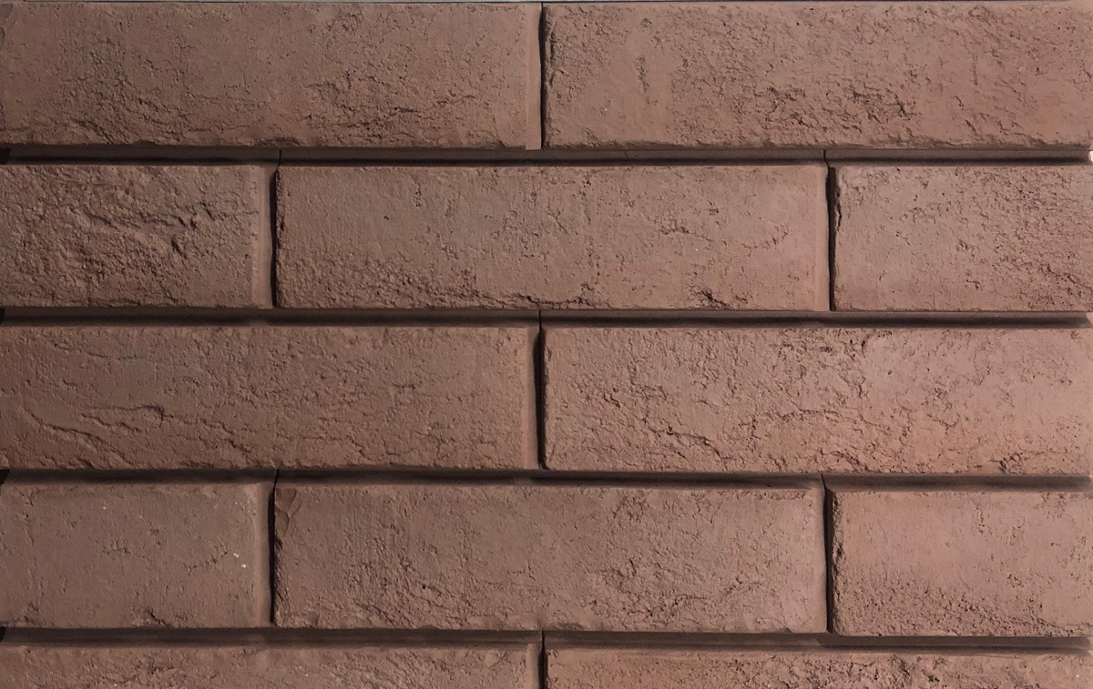Бонн-3 Плитка под кирпич для навесного вент фасада без расшивки шва 253X68X26 мм RAL 8002 искусственный камень