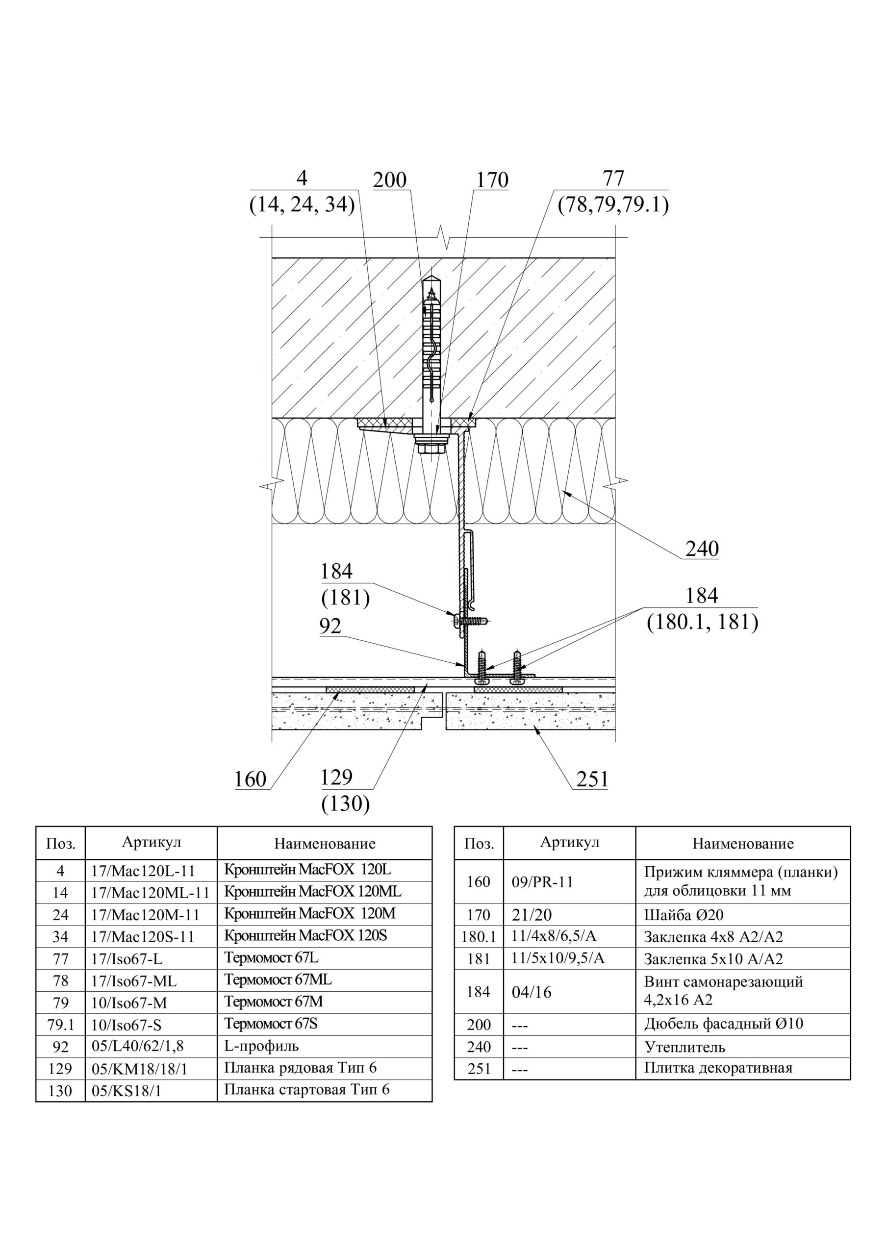 Система НВФ для клинкерной пазогребневой плитки · MTC-v-350