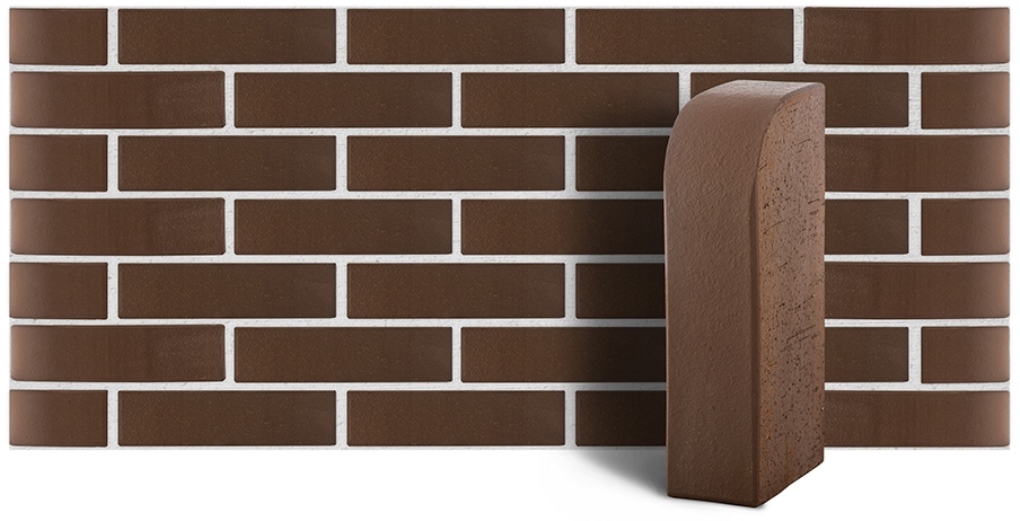Кирпич радиусный полнотелый ЛСР R-60 коричневый гладкий, F100, 250*120*65 мм