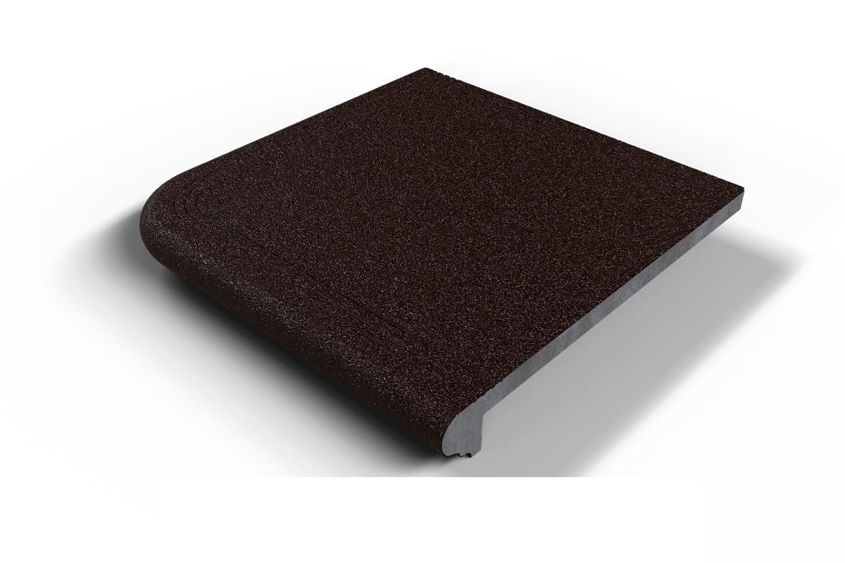 102 Угловая ступень Флорентинер противоскользящая с насечками, серо-коричневая 330*330*17 мм