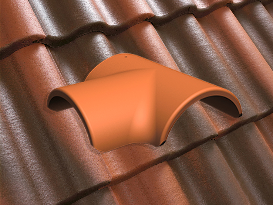 T-образная черепица натуральная цементно-песчаная Antik кирпично-красный 29, Kriastak Baltic tile