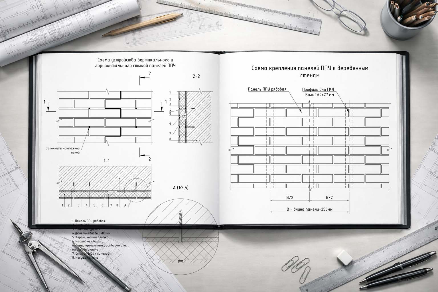 Альбом технических решений: монтаж термопанелей ППУ с клинкерной плиткой