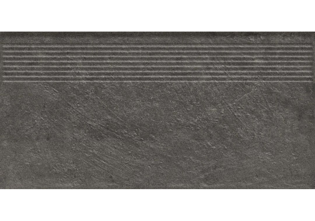 Клинкерная ступень с насечками Carrizo Basalt 600*300*8,5 мм – для улицы, террасы, крыльца, лестницы, морозостойкая