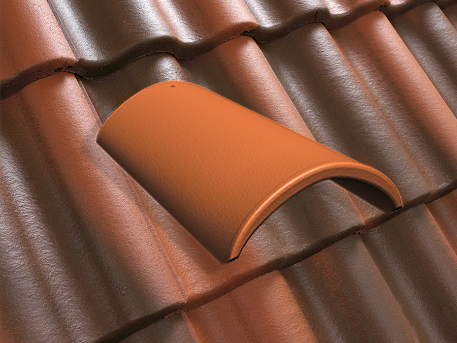 Коньковая черепица натуральная цементно-песчаная Antik кирпично-красный 29, Kriastak Baltic tile