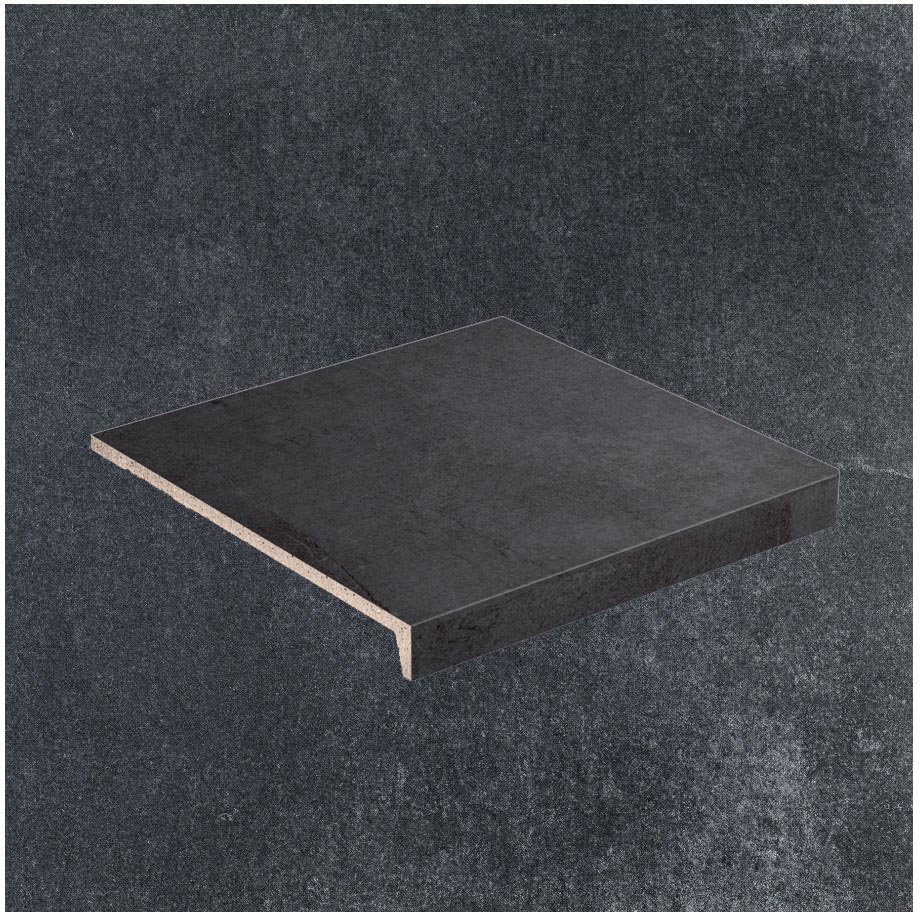 Клинкерная Ступень лофт противоскользящая плитка Stroeher KERAPLATTE AERA T 717 anthra 294*340*35*11 мм