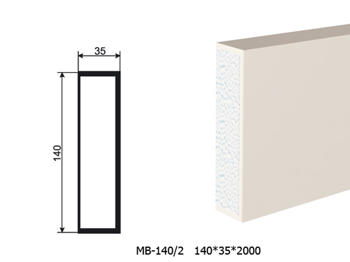 Молдинг для фасада - лепнина, декор из пенополистирола МВ-140/2 140*35*2000 мм
