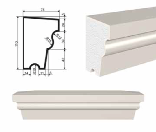 ПОДОКОННИК для Фасада и Интерьера - лепнина, декор из пенополистирола ПВ-110/1 110*75*2000 мм
