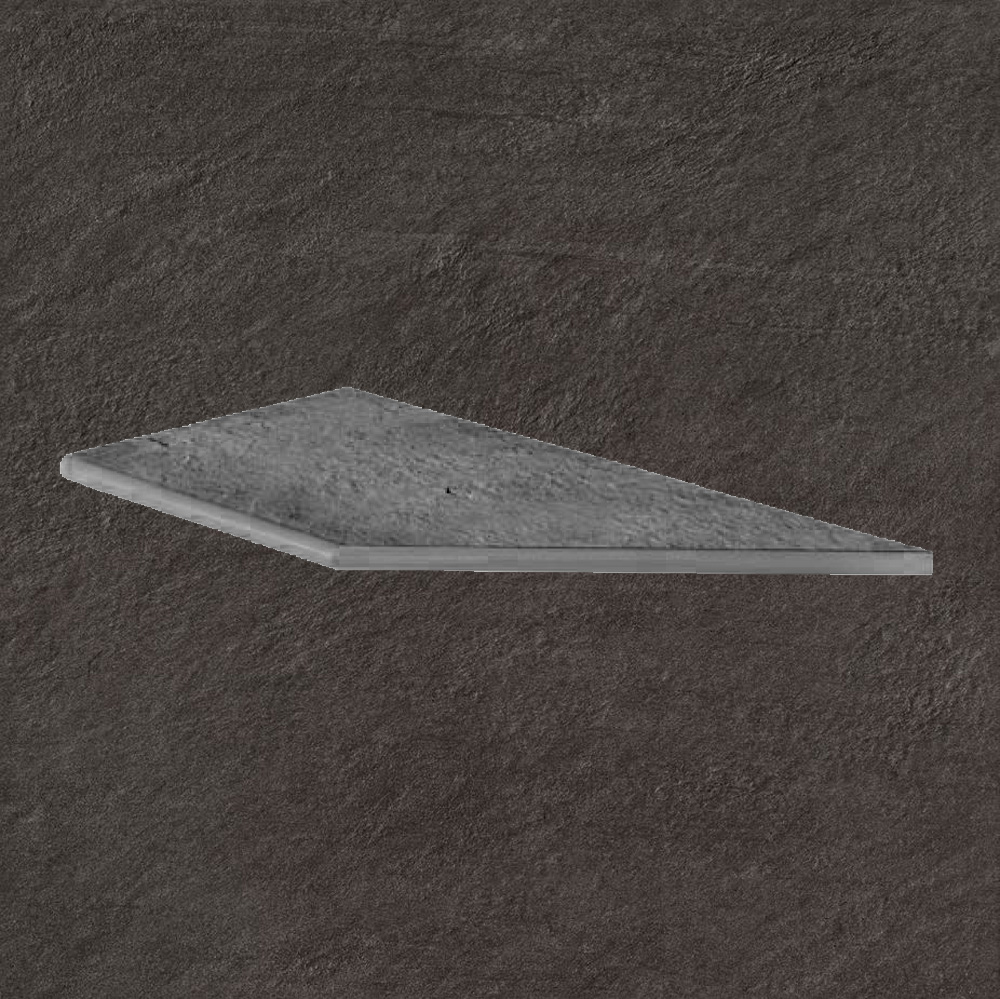 Тротуарная плитка Черная Lastra. Спец. Элемент-Бортик Закругленный Угловой Лc Лэндстоун Найт \ Landstone Night Round Angolo Sx 300х600х20мм