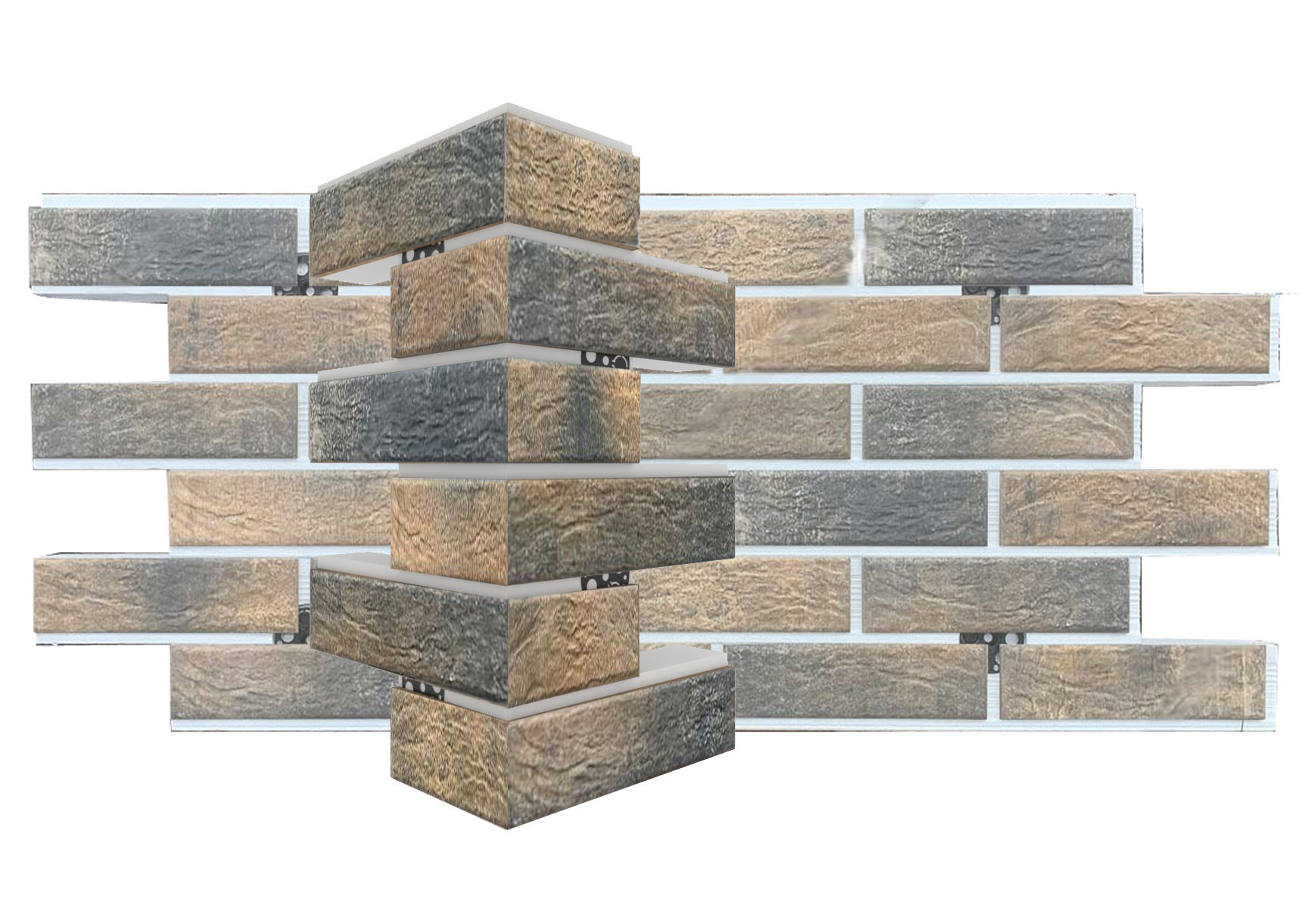 Loft Brick Cardamon Угловая фасадная термопанель из пенополистирола ППС 40 мм, 0,17 м2 с клинкерной плиткой