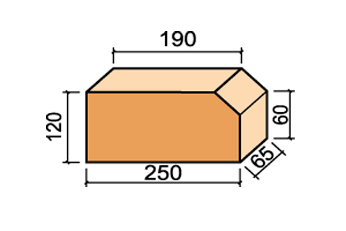 12.101106L Кирпич фигурный полнотелый красный Lode JANKA  F6 гладкий, 250*120*65 мм