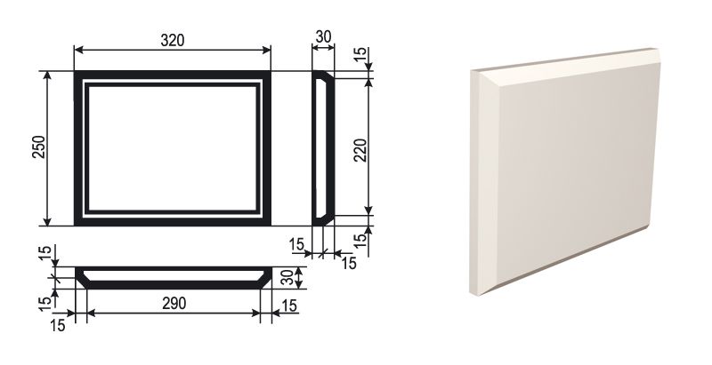 Рустовый камень (Боссажи)  для отделки Фасада углы - лепнина, декор из пенополистирола БВ-1/3 250*30*320 мм