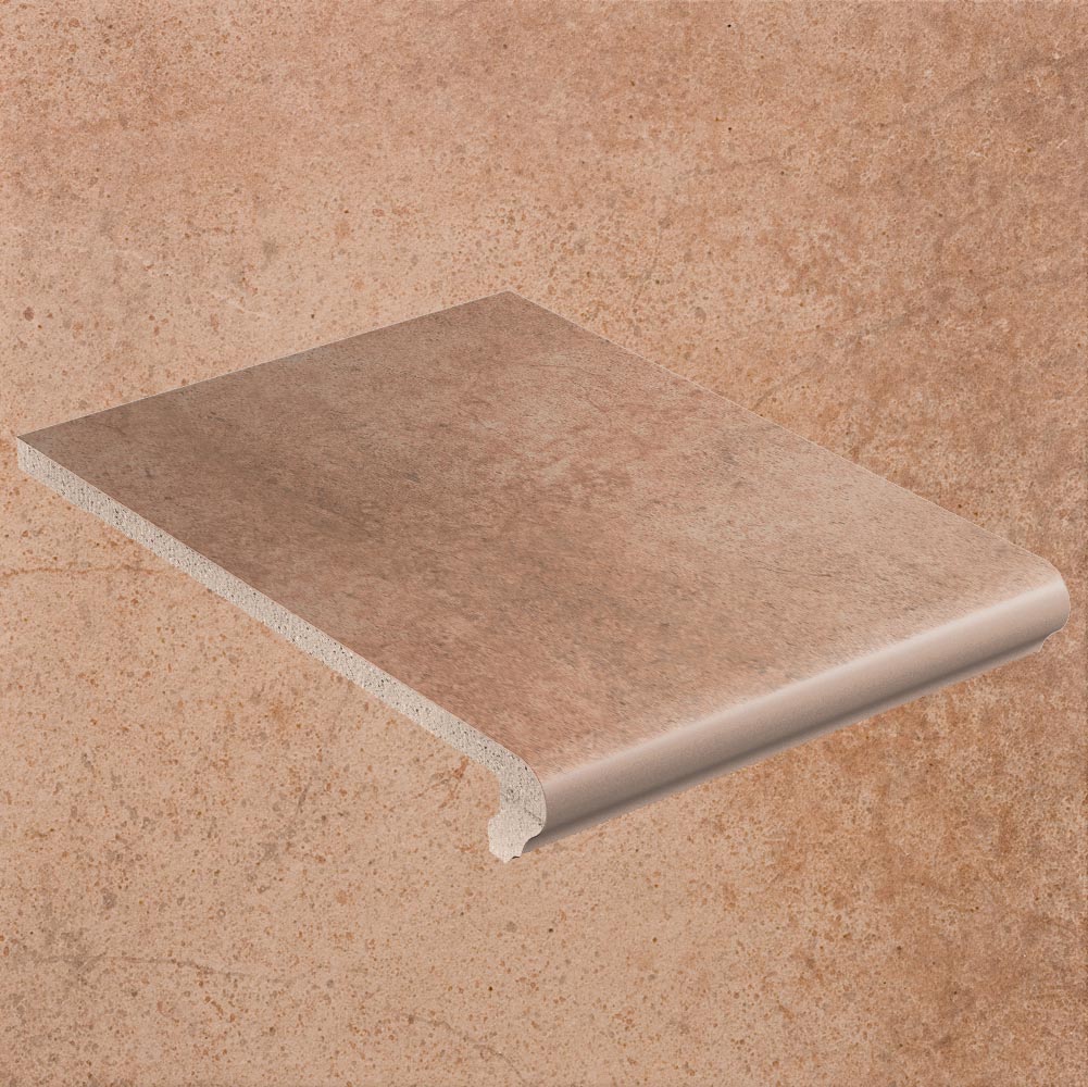 Клинкерная ступень флорентинер противоскользящая плитка Stroeher KERAPLATTE AERA 750 rubeo 340*294*12 мм