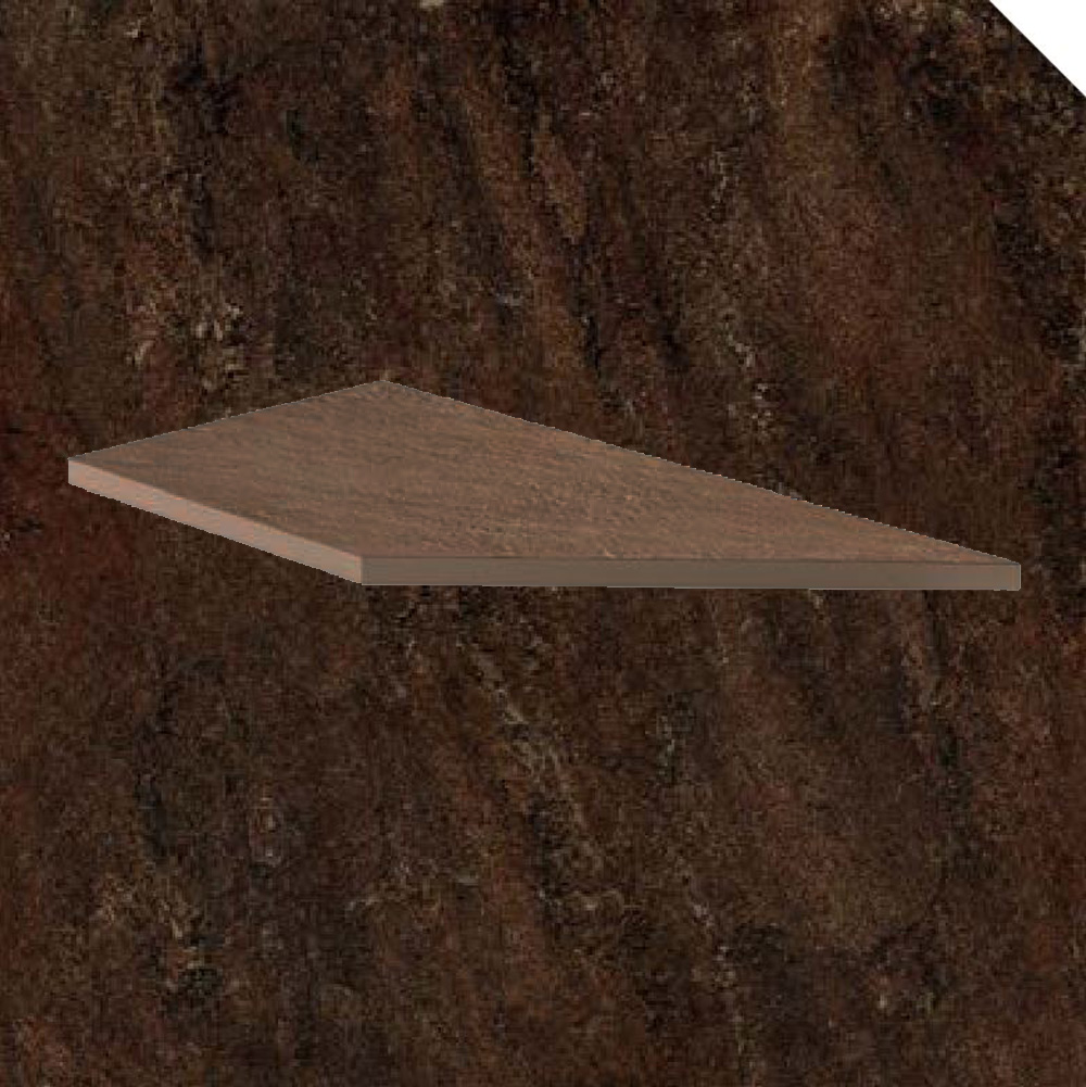 Тротуарная плитка Коричневая Lastra. Спец. Элемент - Бортик Угловой Пс Лэндстоун Браун \ Landstone Brown Lineare Angolo Dx 300х600х20мм