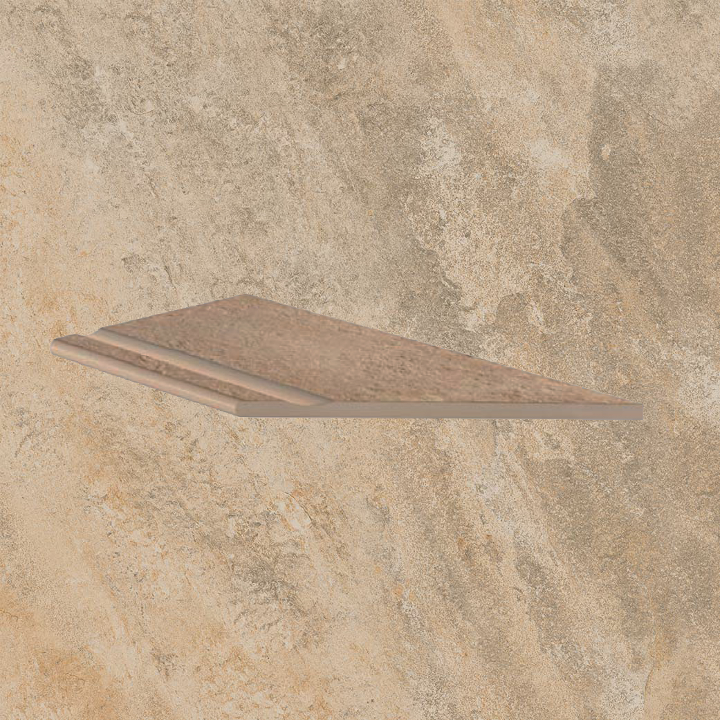 Тротуарная плитка Бежевая-золото Lastra. Спец. Элемент- Бортик Угловой Бассейн Пс 30x60 Лэндстоун Голд \ Landstone Gold Bordo Piscina Angolo Dx 300х600х20мм