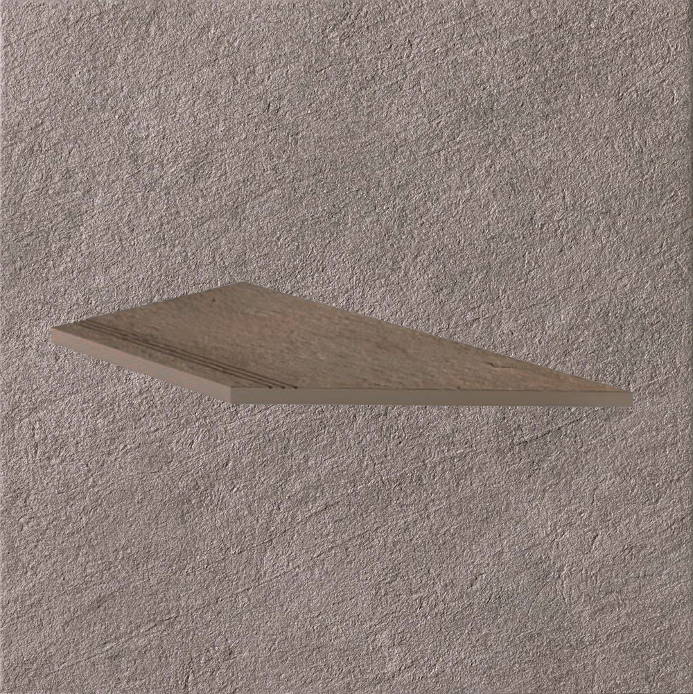 Тротуарная плитка Серо-коричневая Lastra. Спец. Элемент-Ступень Угловая Линеаре Пс 30x60 Клиф Гриджио \ Cliff Grigio Gradino Lineare Angolo Dx 300х600х20мм