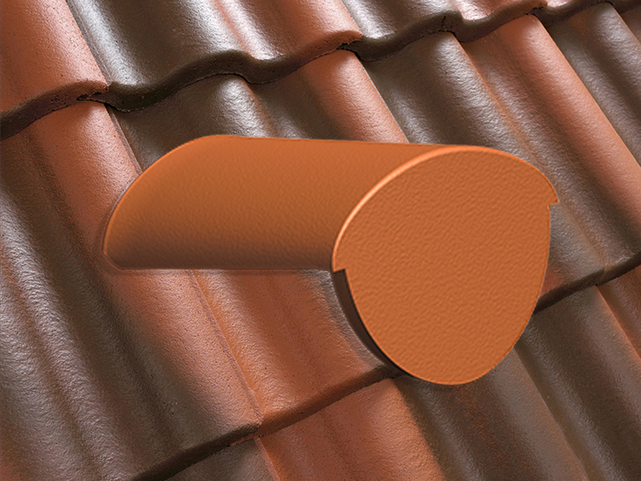 Конечная коньковая черепица натуральная цементно-песчаная Antik кирпично-красный 29, Kriastak Baltic tile