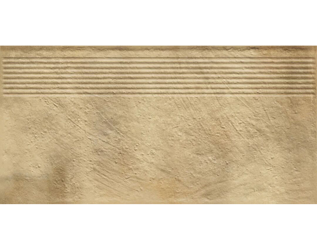 Клинкерная ступень с насечками Eremite Sand 600*300*8,5 мм – для улицы, террасы, крыльца, лестницы, морозостойкая