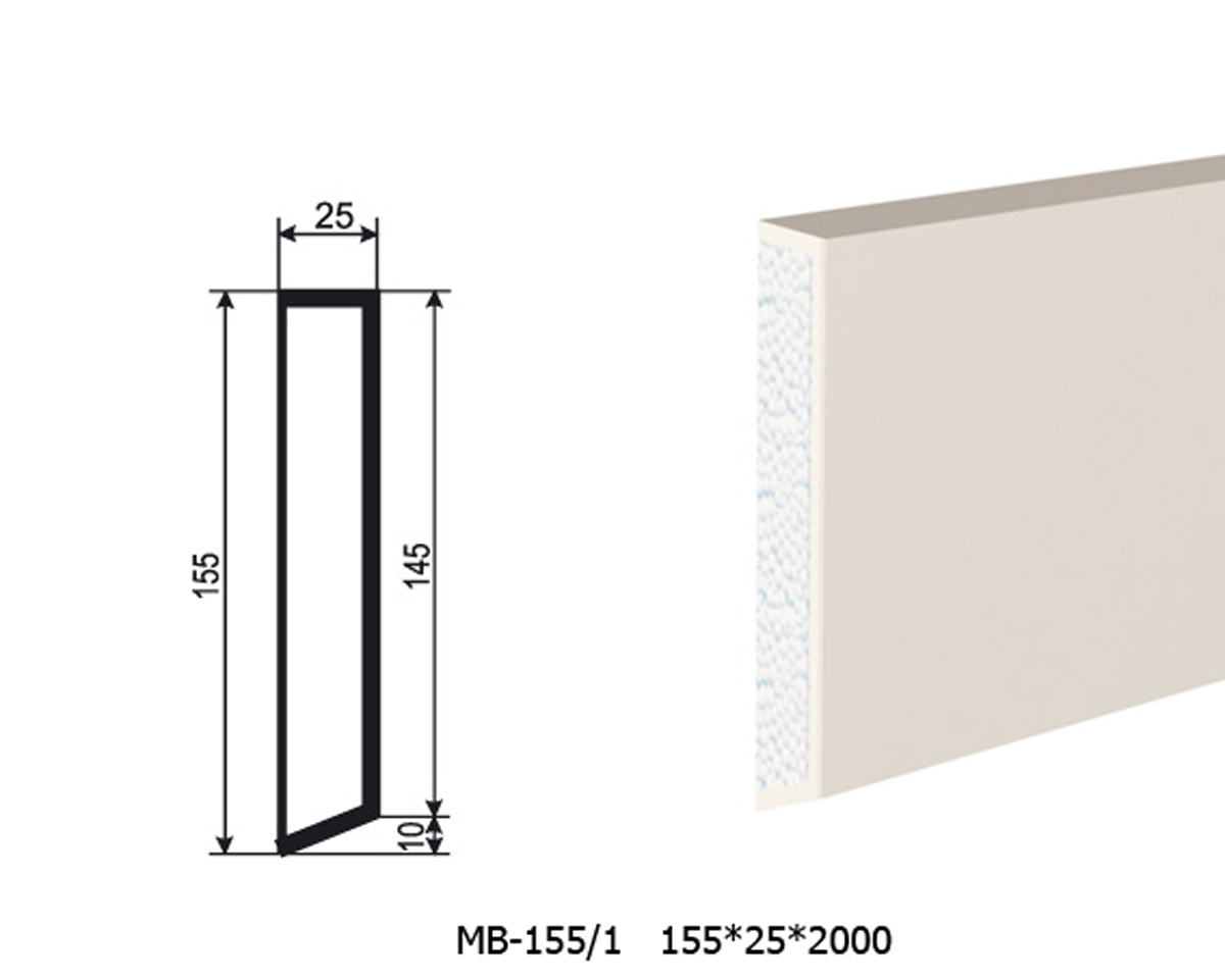 Молдинг для фасада - лепнина, декор из пенополистирола МВ-155/1 (МС-126) 155*25*2000 мм