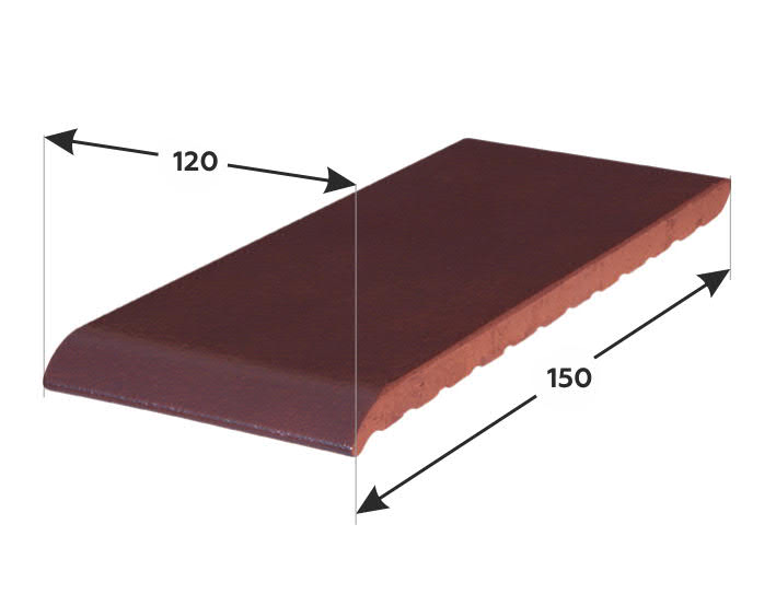 150*120*15 мм ОК15-07 бордо, Клинкерный подоконник, отлив - фасад дома klinker