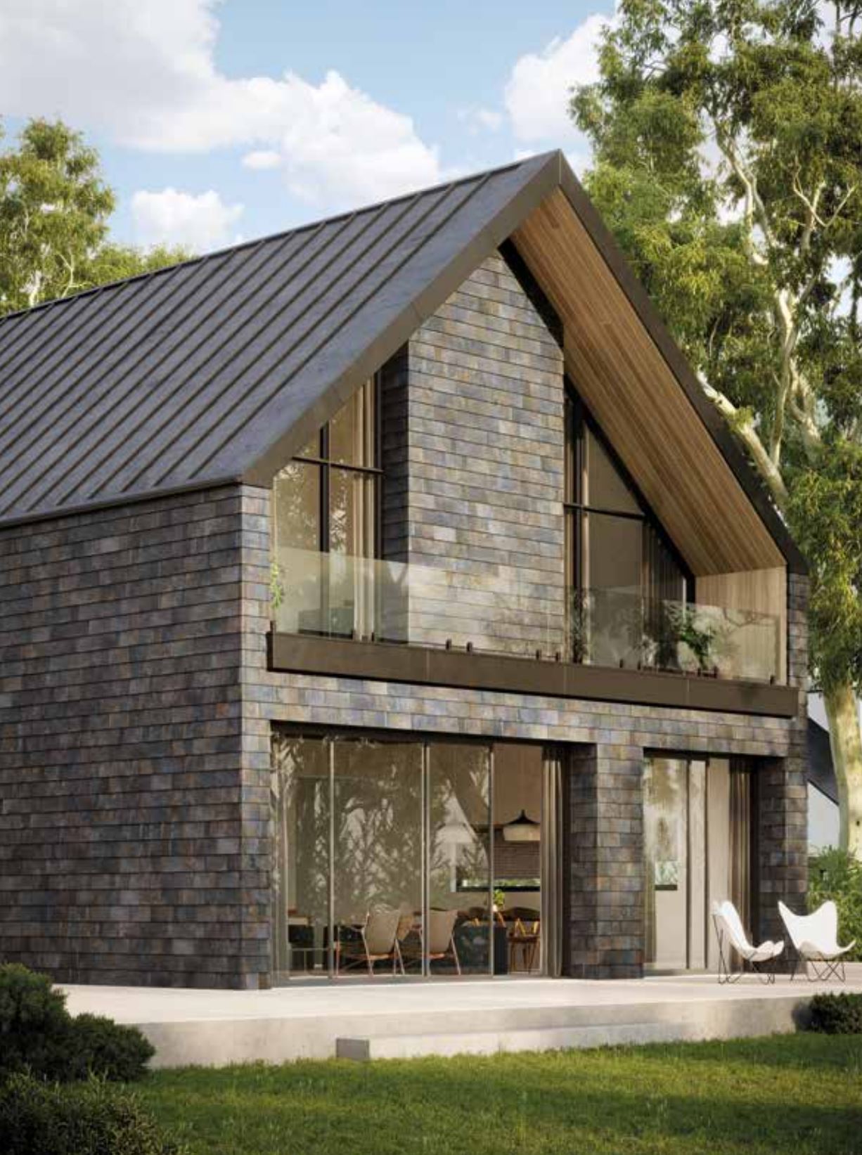 Tempio Rustikotta BLACK OXID 200x400x14мм Дранка керамическая плитка для навесного вент Фасада и Кровли