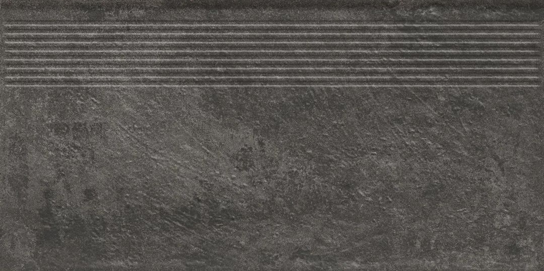 Клинкерная ступень с насечками Carrizo Basalt 600*300*8,5 мм – для улицы, террасы, крыльца, лестницы, морозостойкая