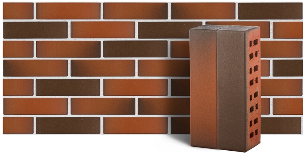 Кирпич лицевой клинкерный ЛСР пустотелый "Ноттингем" гладкий М300, 250*85*65 мм