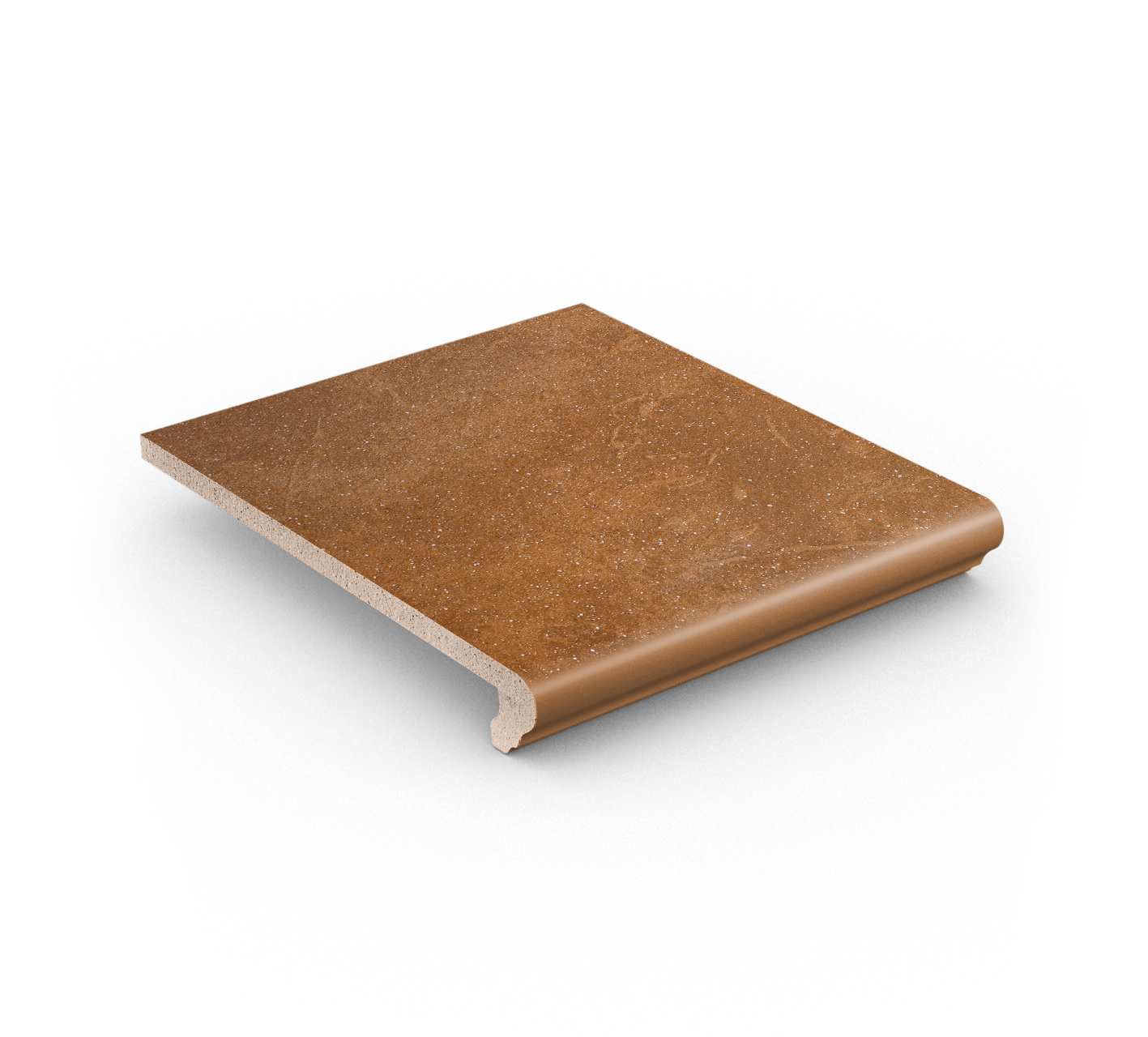 Клинкерная ступень флорентинер противоскользящая плитка Stroeher KERAPLATTE ROCCIA 839 ferro 340*294*12 мм