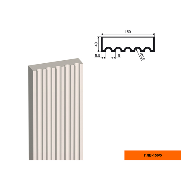 150/5 Пилястра тело для фасада - лепнина, декор из пенополистирола ПЛВ-150/5 2000*40*150 мм