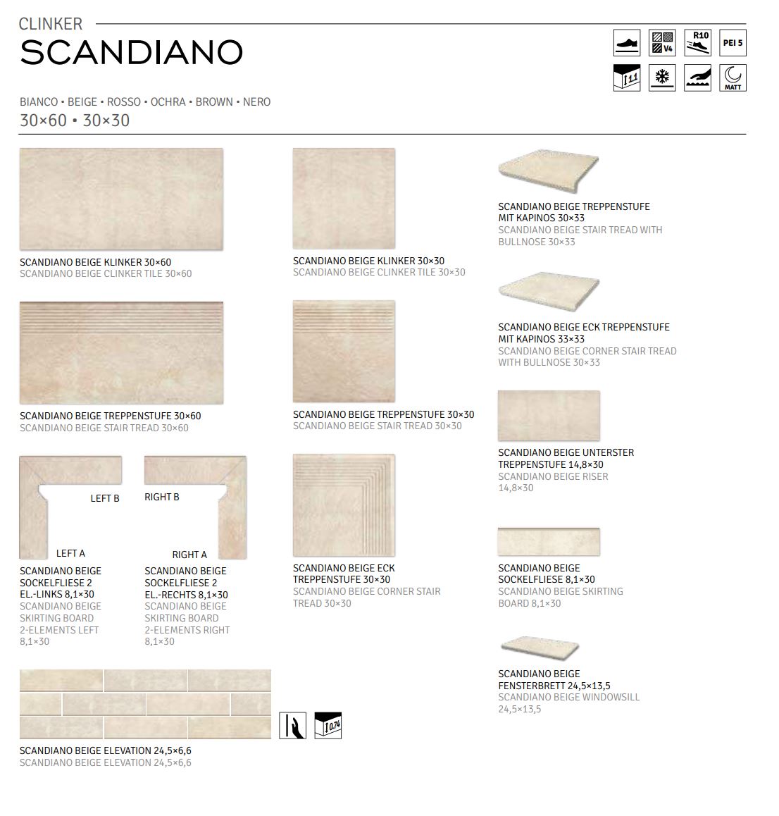 Scandiano Beige угловая клинкерная ступень с насечками 300x300x11 мм