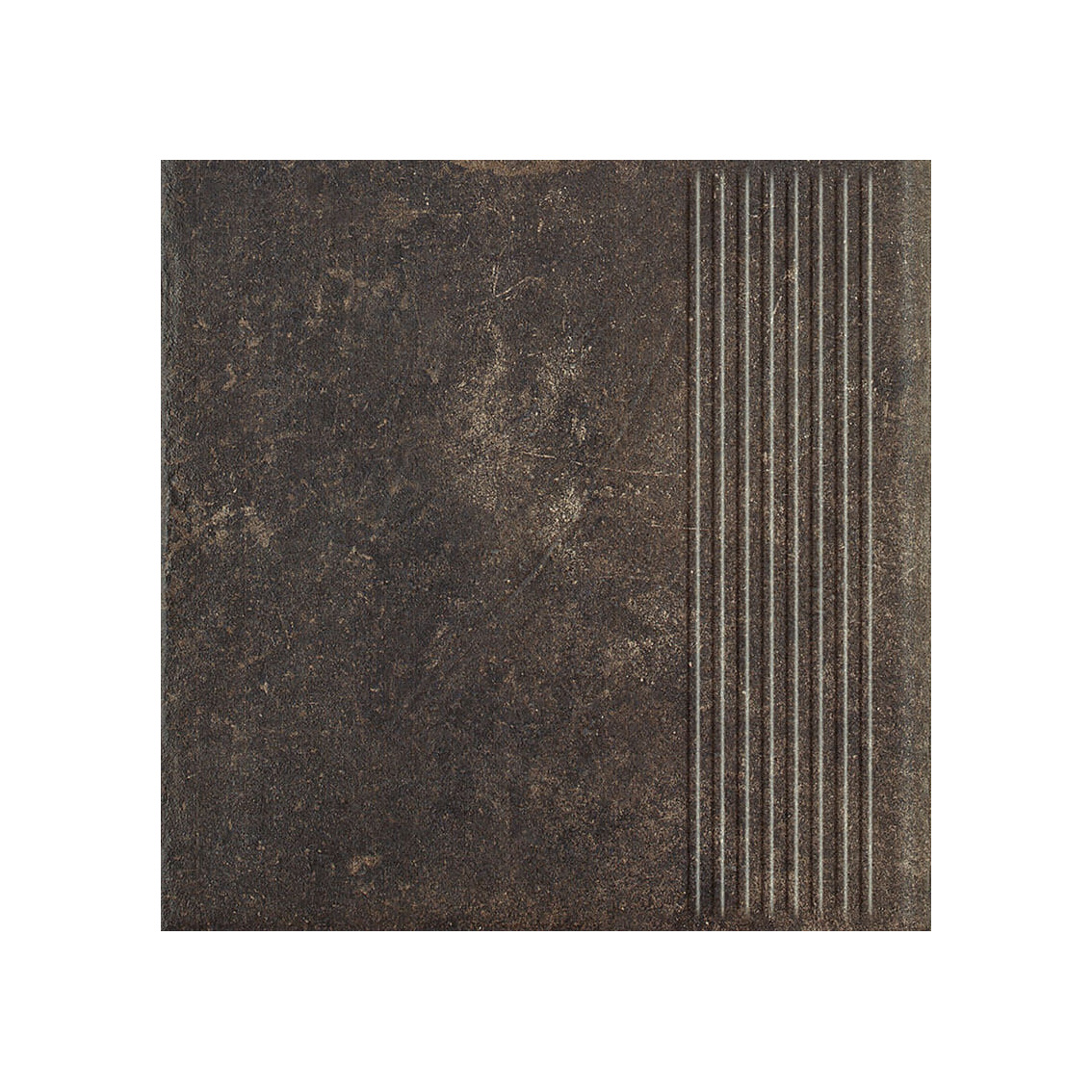 Scandiano Brown клинкерная ступень с насечками противоскользящая 300x300x11 мм