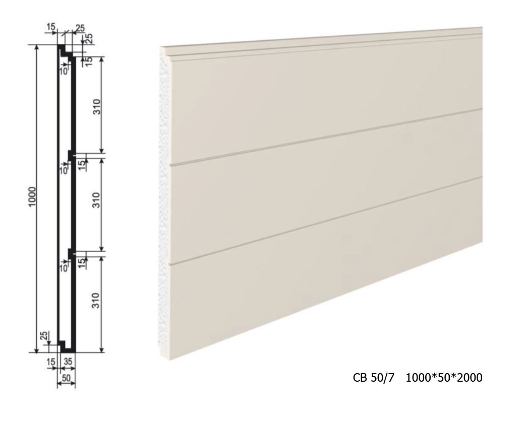 Панель утепления под покраску для фасада - изосайдинг из пенополистирола СВ-50/7 1000*50*2000 мм