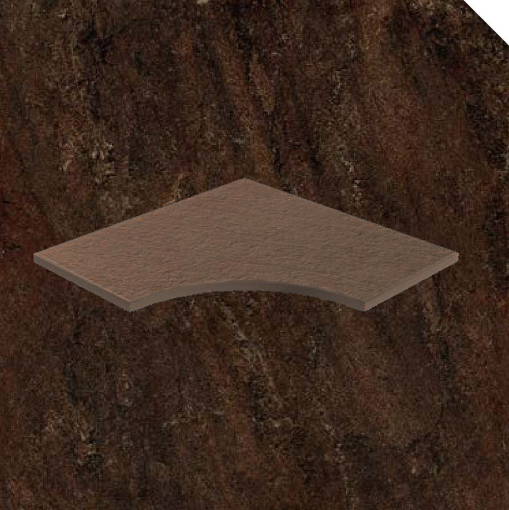 Тротуарная плитка Коричневая Lastra. Спец. Элемент- Бортик Изогнутый Закругленный 30 Лэндстоун Браун \ Landstone Brown Curvilineo Round 30 300х600х20мм