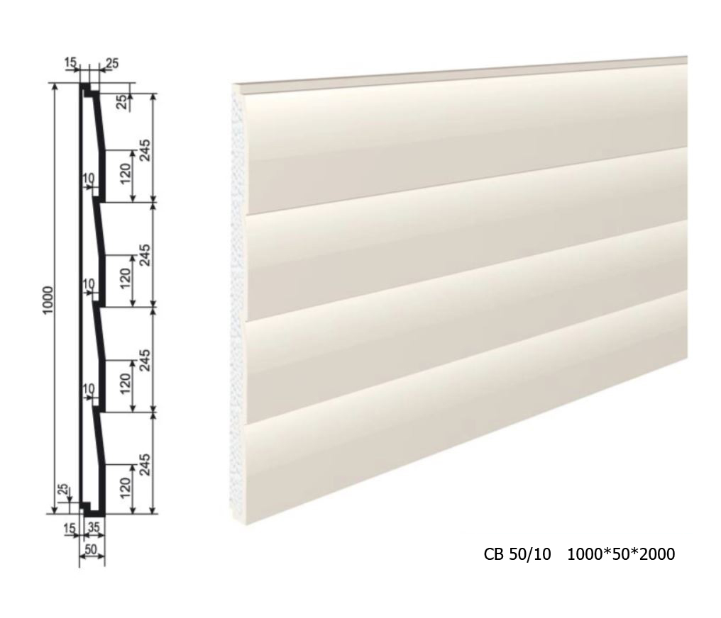 Панель утепления под покраску для фасада - изосайдинг из пенополистирола СВ-50/10 1000*50*2000 мм