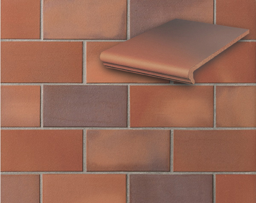 Клинкерная ступень флорентинер противоскользящая плитка EURAMIC CLASSIC 345 naturrot bunt 340*240*12 мм