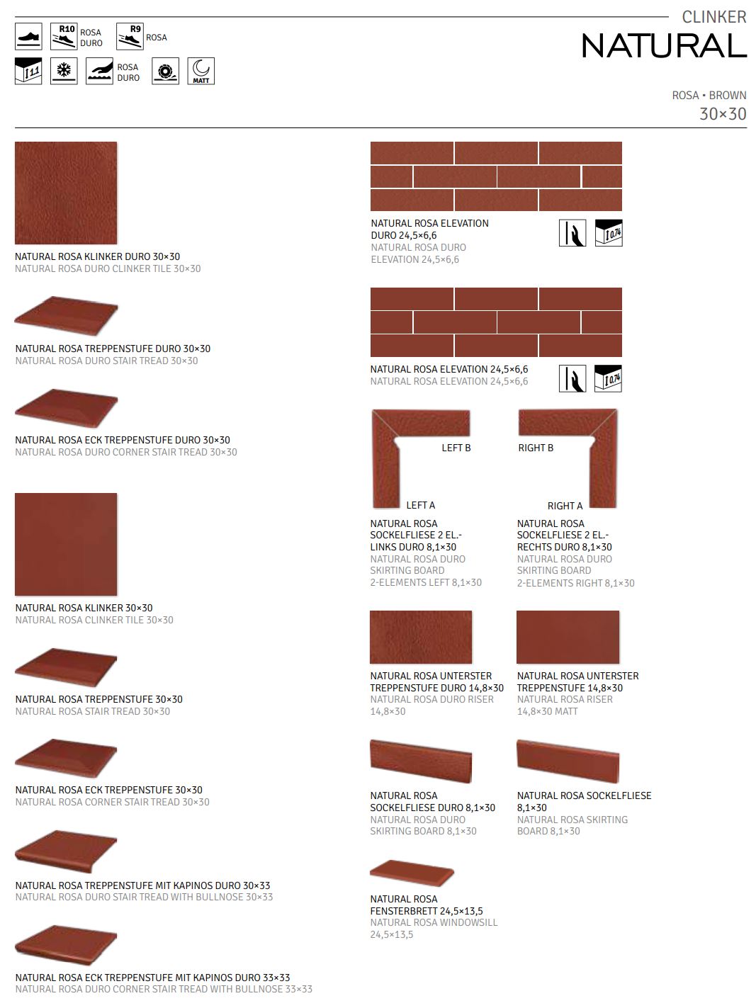 Natural Rosa угловая клинкерная ступень с насечками 300x300x11 мм